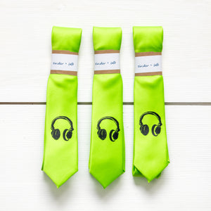 Headphones Skinny Tie - Lime