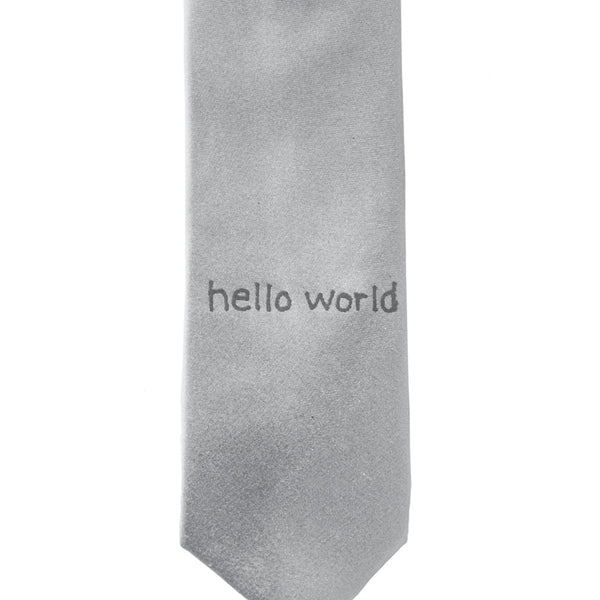 Hello World Skinny Tie - Grey