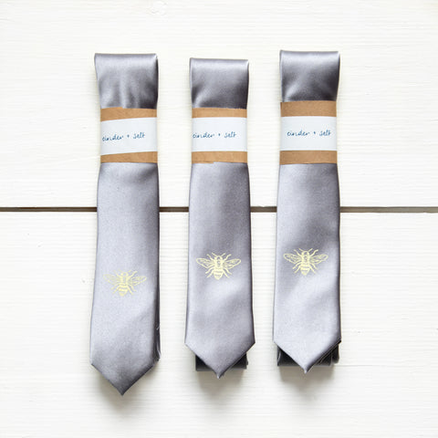 Honey Bee Skinny Tie - Silver