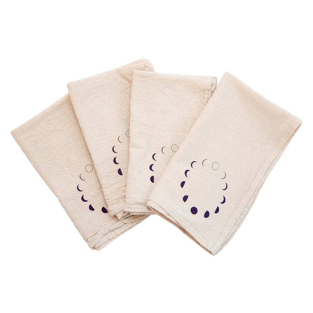 Moon Phases Cloth Napkins - set of 4