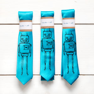 Robot Skinny Tie - Turquoise