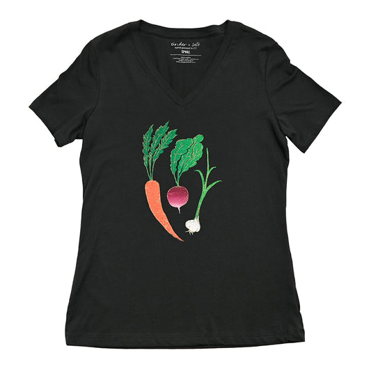 Root Veggies Ladies V-Neck Tee