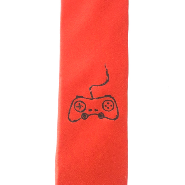 Game Controller Skinny Tie - Red