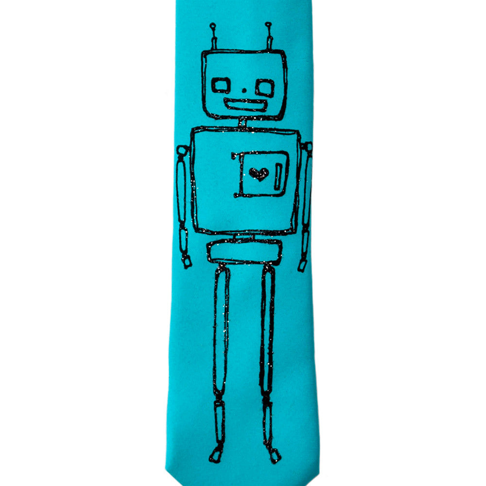 Robot Skinny Tie - Turquoise