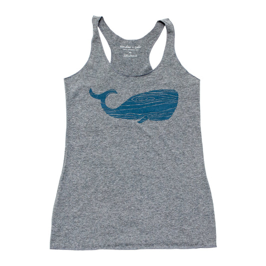 Woodgrain Whale Ladies Racerback Tank