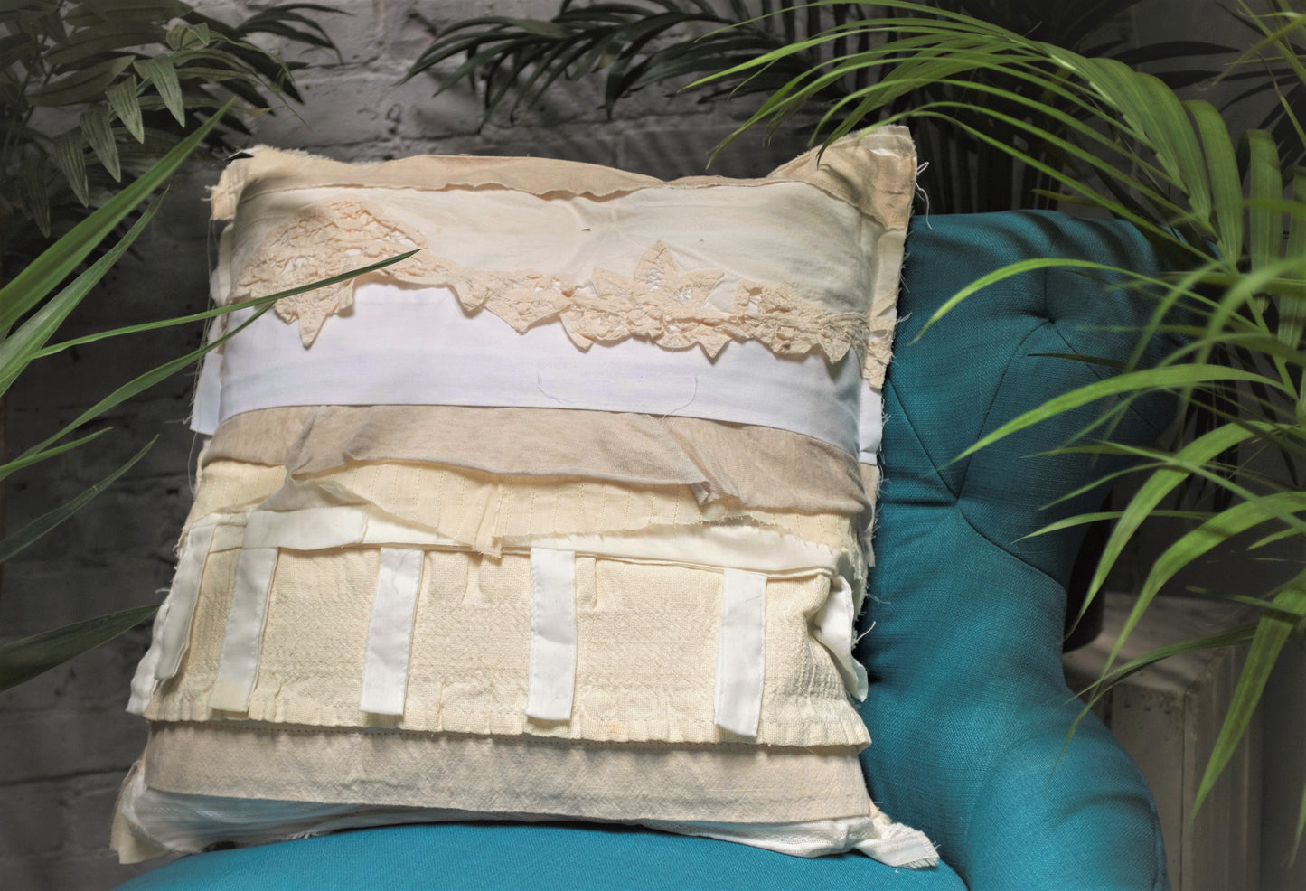 Upcycled Scrap Fabric Pillow - 16x16