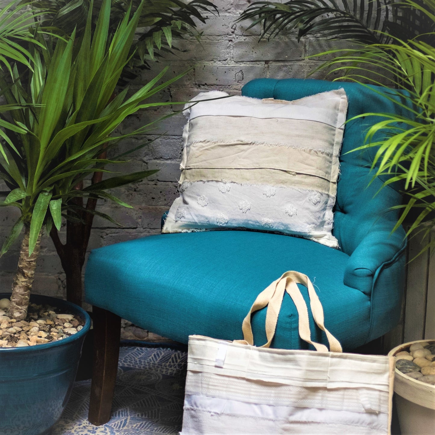 Upcycled Scrap Fabric Pillow - 16x16