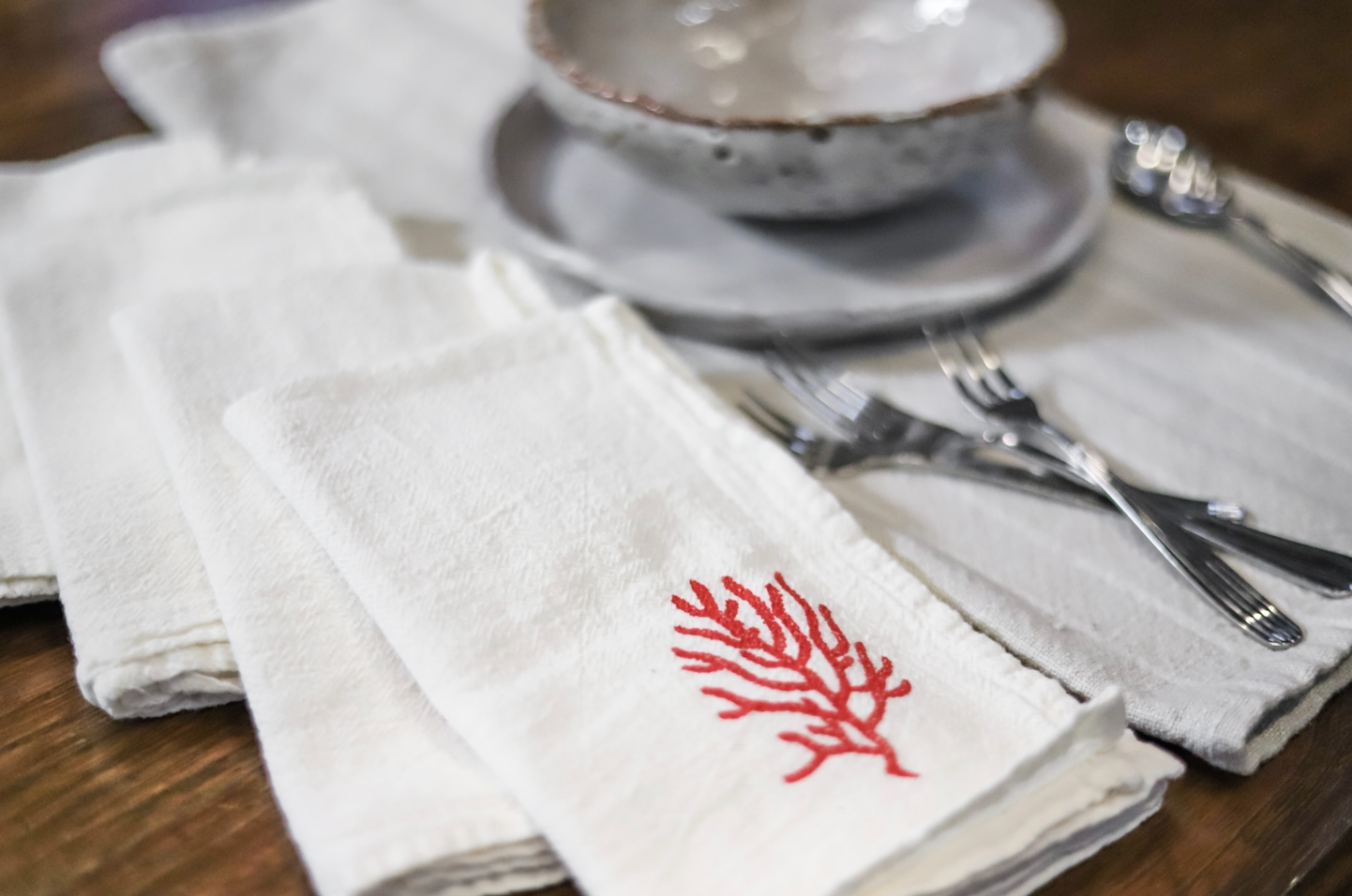 Coral Cloth Napkin - set of 4