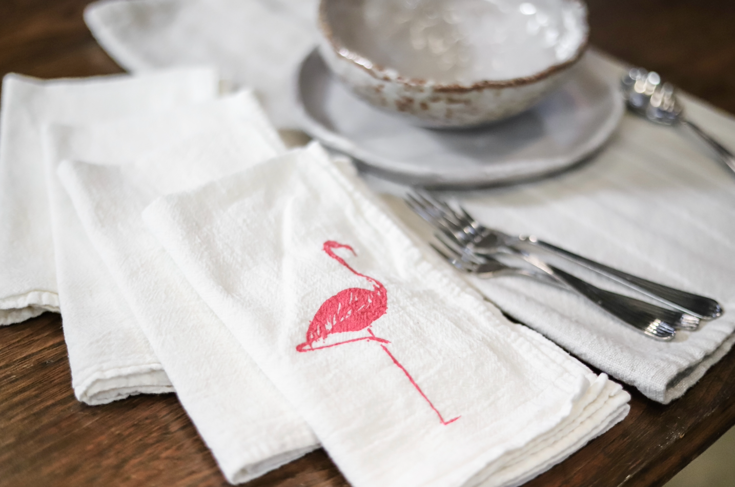 Flamingo Cloth Napkins - set of 4