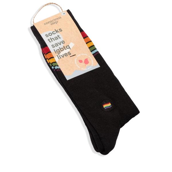 Socks that Save LGBTQ Lives - Rainbow Black